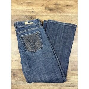 Kut from‎ the Kloth Women's Jeans Sz 2 Crop Mid Rise Medium Wash Blue Bling